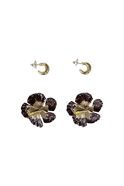 stravis Flower and Hoop Earring Set