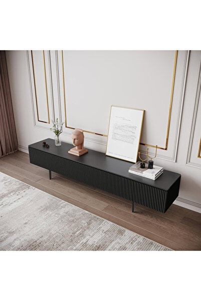 EGEALP MOBİLYA modern tv ünitesi, MDF, çizgi kapaklı, salon takımı 180x30x45