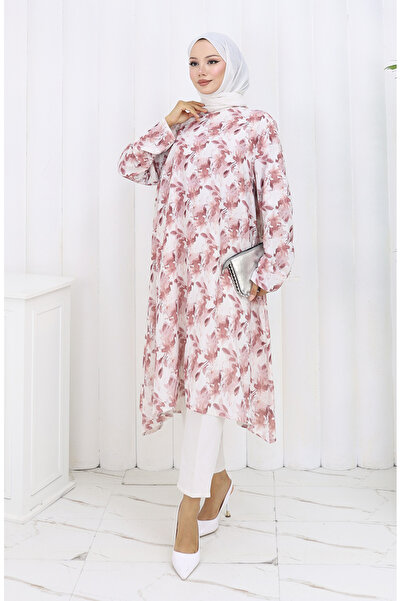 sefamerve Patterned crepe tunic 1014-01 brown