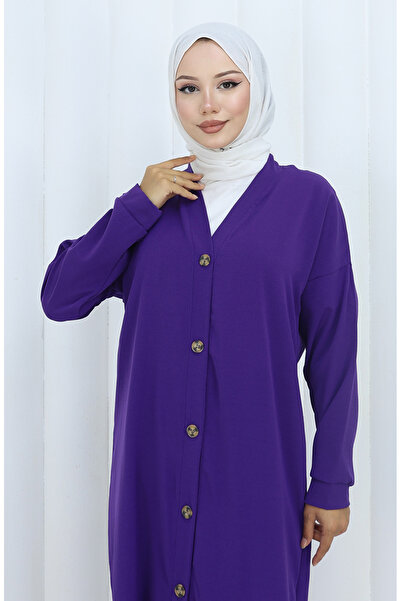 sefamerve Buttoned Cardigan and Trousers Two-Piece Set 0138-07 Purple