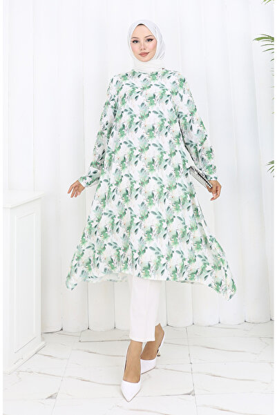 sefamerve Τούνικ με σχέδιο κρεπ 1014-03 Πράσινο