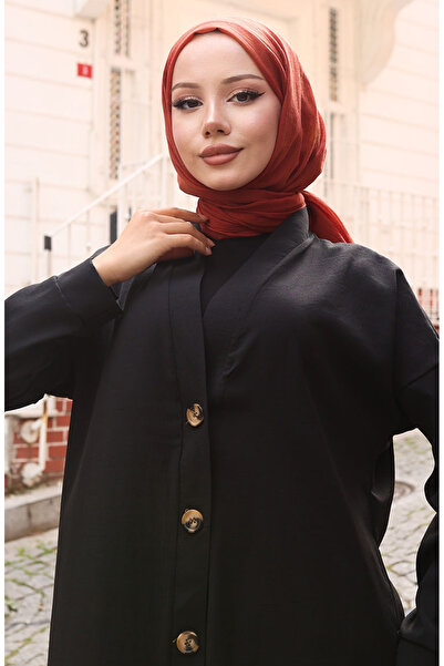 sefamerve Boydan Düğmeli Uzun Tunik 0096-08 Siyah