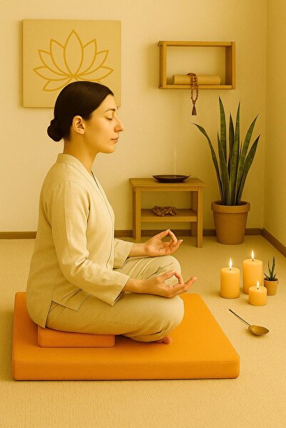 NareSpor Set de perne de meditație cu imprimeu Lotus 60x60 Cm Pernă de medita...