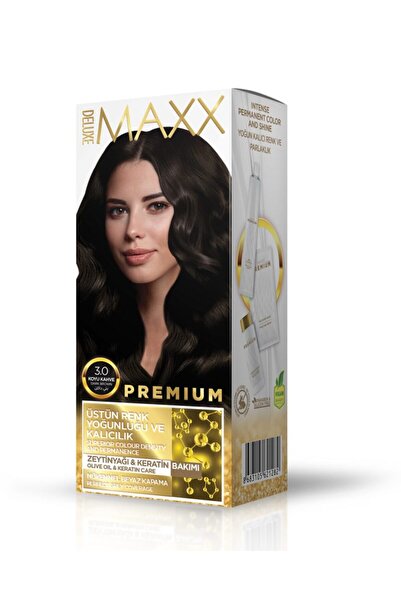 MAXX DELUXE Premium Yarı Kit Set Saç Boyası 3.0 Koyu Kahve
