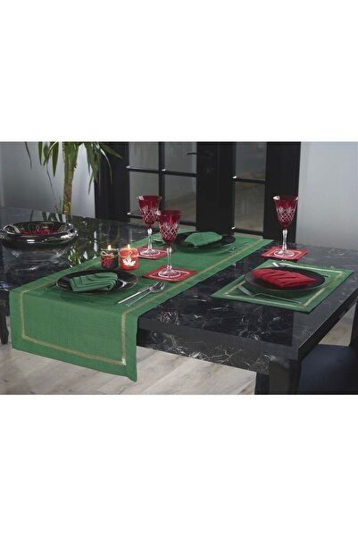 busrasdesign Πρωτοχρονιάτικο χριστουγεννιάτικο πράσινο ράντερ με χρυσό κέντημα σειράς Diamond