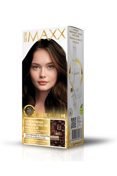MAXX DELUXE Premium Yarı Kit Set Saç Boyası 4.0 Kahve