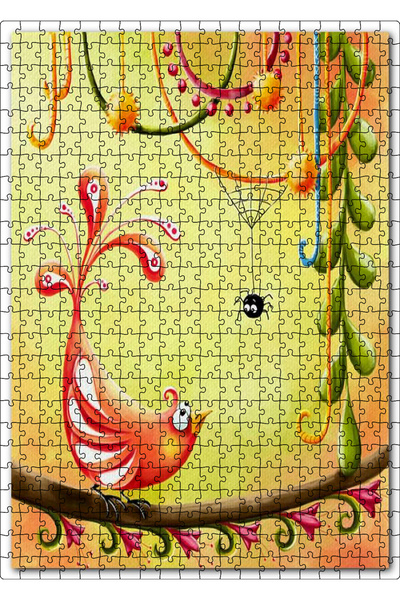 Cakapuzzle Cakasepetim Miniature Painting Bird and Spider on a Branch 500 Pie...