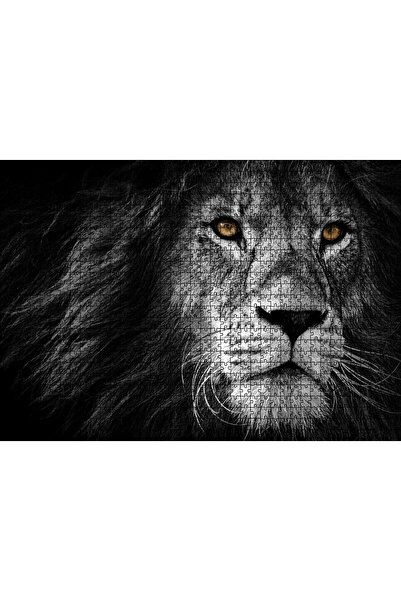 Cakapuzzle Cakasepetim Yalnız Kral Erkek Aslan Yakın Portre Siyah Beyaz 1000 Parça Puzzle Yapboz Mdf (Ahşap)