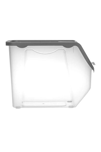 OEM Recipient de depozitare, plastic, cu capac cu aerisire, transparent/gri, 12L, 32.5x23.5x23.5cm
