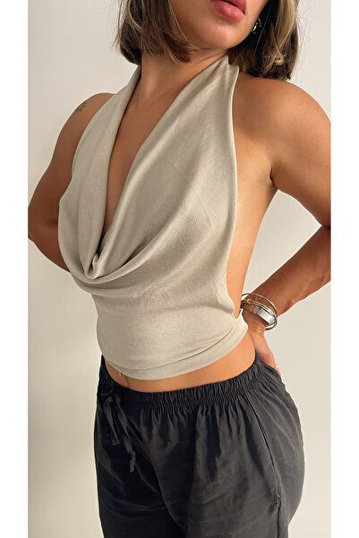 Seyyar Degaje yaka bej bluz