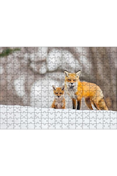 Cakapuzzle Cakasepetim Polar Fox and Cub on Ice 255 Piece Puzzle Jigsaw Mdf (...