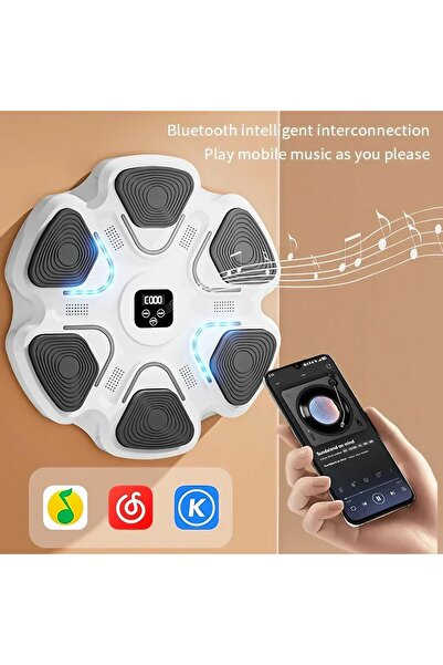 Flippy Aparat de box montat pe perete cu muzică, rabatabil, alb, difuzor, Bluetooth, iluminare LED
