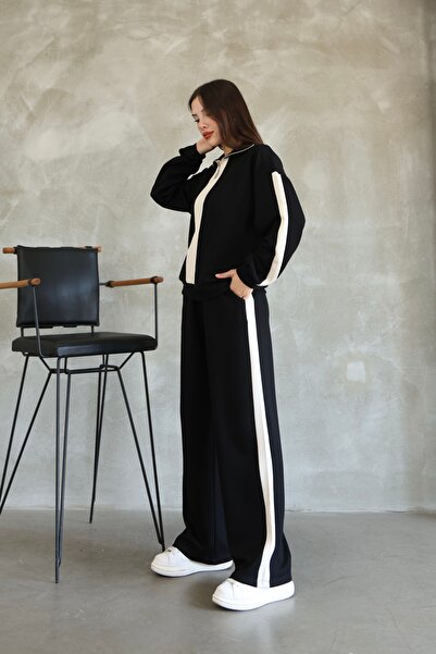 sportiness Set de trening din material modal cu fermoar, cu detaliu de panglică garnită