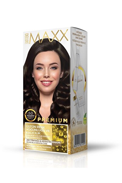 MAXX DELUXE Premium Yarı Kit Set Saç Boyası 5.0 Açık Kahve