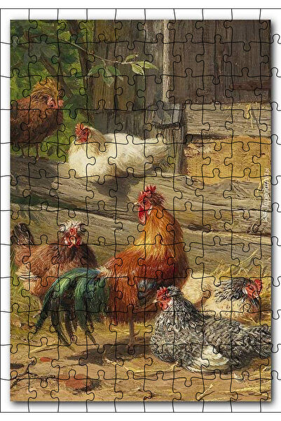 Cakapuzzle Cakasepetim Kümeste Tavuklar ve Horoz Görseli 120 Parça Puzzle Yap...
