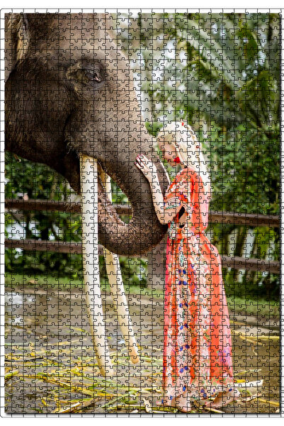 Cakapuzzle Cakasepetim Yöresel Kıyafetli Kız ve Dev Dişleriyle Fil 1000 Parça...