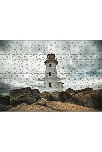 Cakapuzzle Cakasepetim Rocks Lighthouse and Cloudy Sky 120 Piece Puzzle Jigsa...
