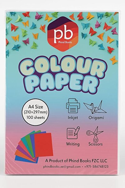PHINDBOOKS 100 ورقة متنوعة من ورق A4 الملون للفنون والحرف اليدوية