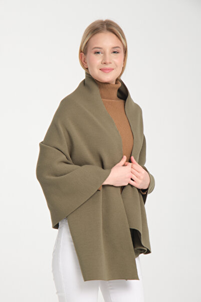 VEGA MODA Puffy Plain Knitwear Shawl - Κομψά χειμωνιάτικα μοντέλα κασκόλ και σάλι για γυναίκες, πλεκτό σάλι ώμου