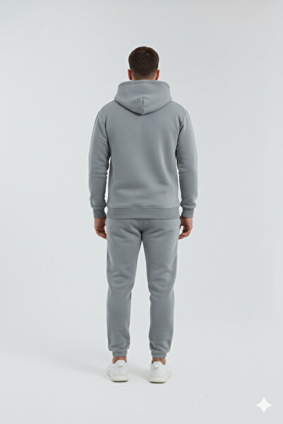 OXVİN Σετ αθλητικής φόρμας με κουκούλα με τρεις ραφές, με επένδυση από βαμβάκι, μαλακό και υπερμεγέθη