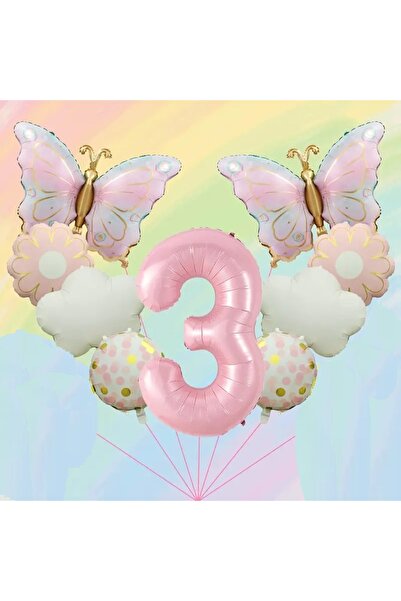 DÜVENCİ TİCARET Κομψό σετ μπαλονιών με πεταλούδες και συννεφιασμένες μαργαρίτες