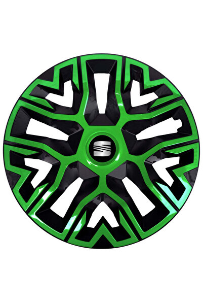 OEM Set de 4 huse pentru roți 14 inch, Best Verde-Negru, Compatibile cu Seat