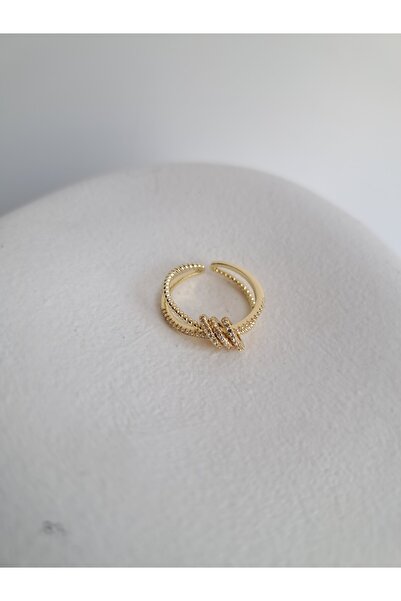 BHR AKSESUAR Gold Zircon Stone Adjustable Ring