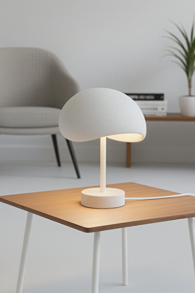 Limon 3D Desing Beton Abajur Beyaz Rustik E27 Modern Avize Bohem Beton Görünüm.