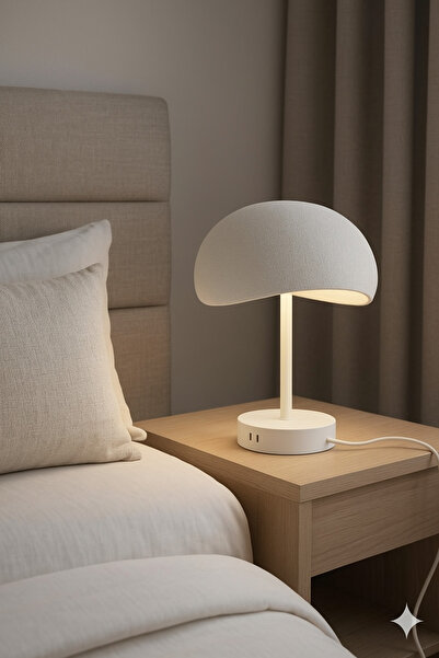 Limon 3D Desing Beton Abajur Beyaz Rustik E27 Modern Avize Bohem Beton Görünüm.