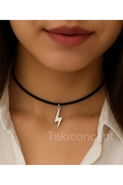 TakıConcept Şimşek Sallantılı İp Choker Kadın Kolye