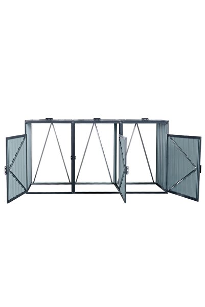 Martin Corturi Evenimente XL metal trash can with 3 compartments BS-MK3 - 80 x 240 x 122 cm anthracite