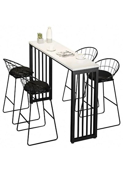 HNC HOME Bar Masası Metal İskeletli Yüksek Yemek Masası Mutfak Masası Dresuar Kahve Köşesi Peteküstü