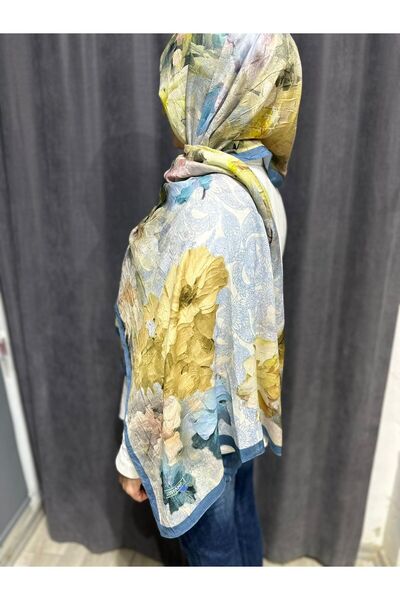 ELZE MODA Bamboo Crushed Flower Patterned Vual Shawl