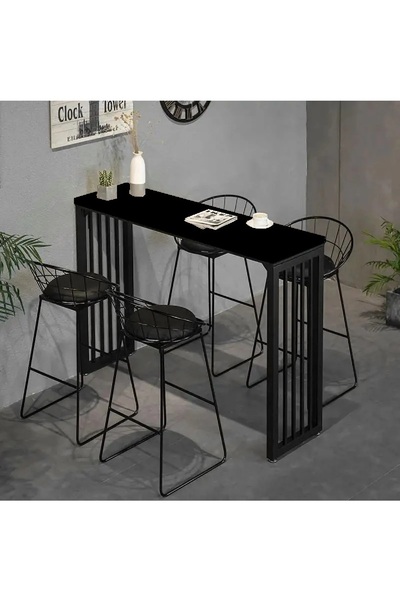 HNC HOME Bar Masası Metal İskeletli Yüksek Yemek Masası Mutfak Masası Dresuar Kahve Köşesi Peteküstü