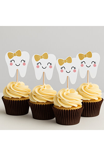 Partifabrik Teeth Wheat Themed White Girl Child Tooth Toothpick 8 Pieces