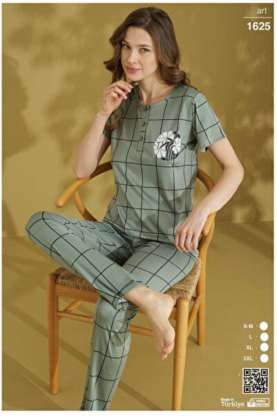 MASSİMO CALZE طقم بيجامة نسائية من الفيسكوز بأكمام قصيرة - ناعمة، أنيقة، مع ه...