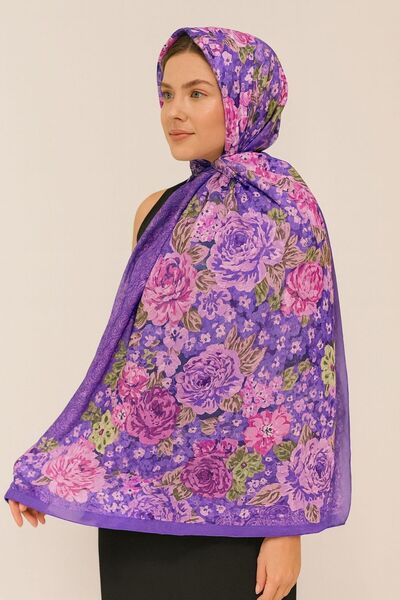 ELZE MODA Rose Patterned Cotton Voile Shawl