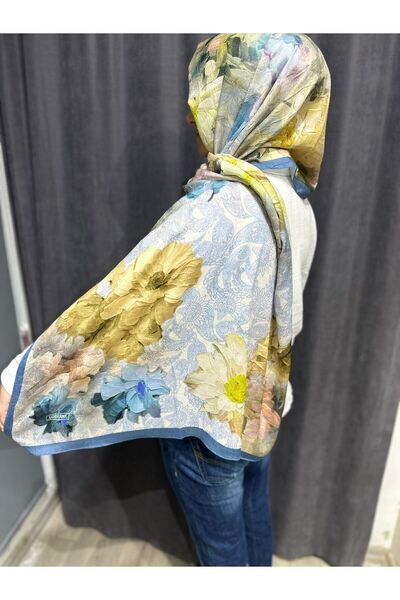 ELZE MODA Bamboo Crushed Flower Patterned Vual Shawl