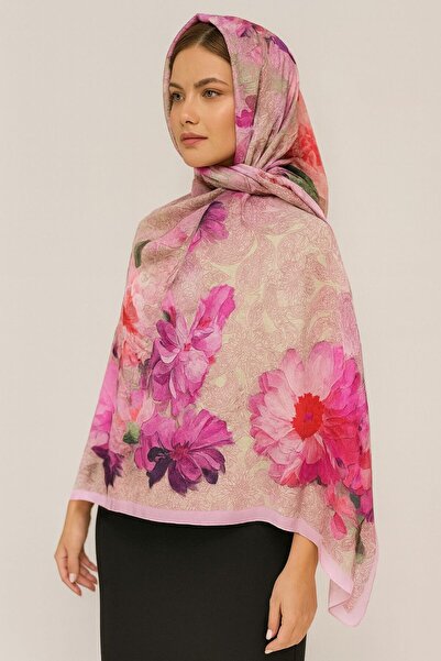 ELZE MODA Bamboo Crushed Flower Patterned Vual Shawl