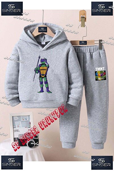 SS SİNSER Детски унисекс комплект спортен екип с качулка и принт „NINJA TURTL...