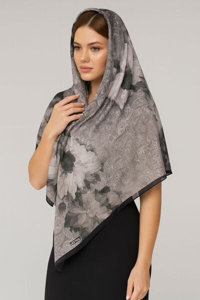 ELZE MODA Bamboo Crushed Flower Patterned Vual Shawl