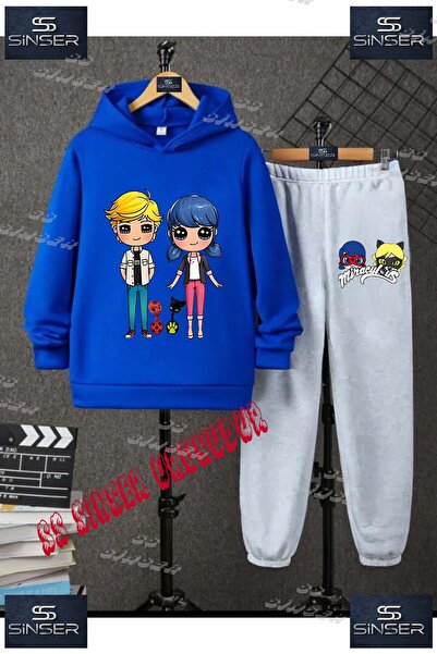 SS SİNSER Παιδικό Unisex Σετ φόρμας με κουκούλα με στάμπα "UGUR BCK AND BLACK...