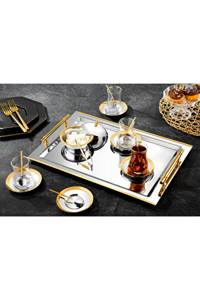 ÖzSa Home Rio 22 Piece 6 Person Tea Set - 18/10 Stainless Steel