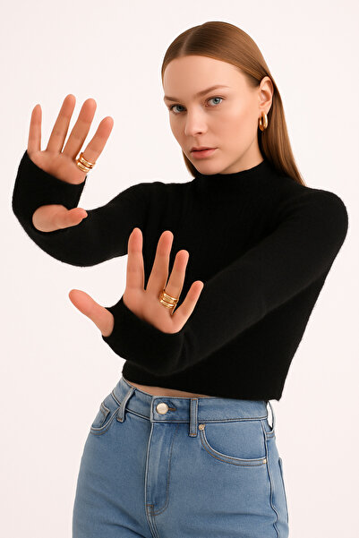 AGD COLLECTİON Parmak Geçirmeli Yumoş Crop