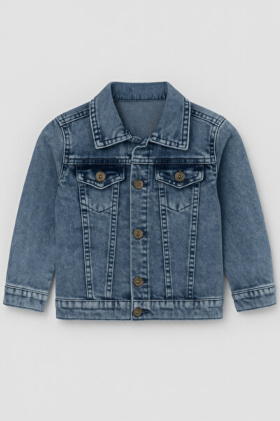 LITTLE&CO Erkek Çocuk Kot Ceket – Düğmeli Cepli, Rahat ve Şık Günlük Kombin İçin Denim Mont 3-17 yaş