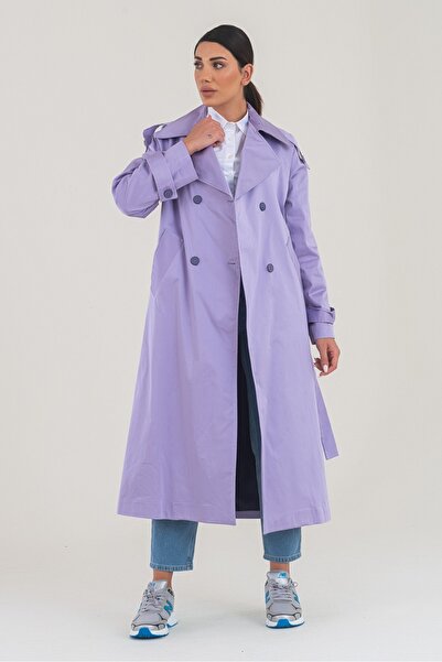 KIZILELMADA Stylish Stone-Colored Buttoned Trench Coat – Comfortable and Modern Fit