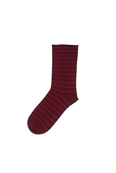 FENRA STUDIO جوارب نسائية مخططة باللون العنابي بدون خياطة وبدون مطاط