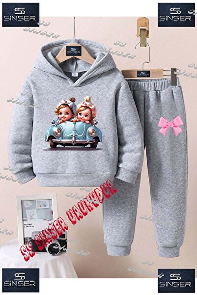 SS SİNSER Детски унисекс комплект с качулка и качулка "CAR 2-PIECE CUTE GIRL"
