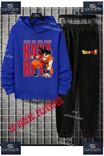 SS SİNSER Çocuk Unısex "GOKU ARKA YAZILI YUMRUK"Baskılı Kapşolu Eşofman Takımı