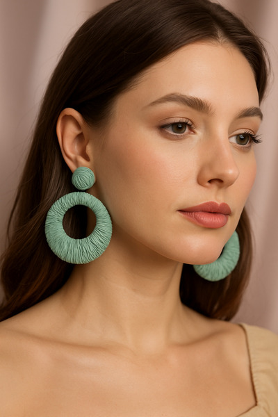 MD Moda Accessories أقراط دائرية كبيرة ملونة - مجوهرات عصرية على الطراز البوهيمي